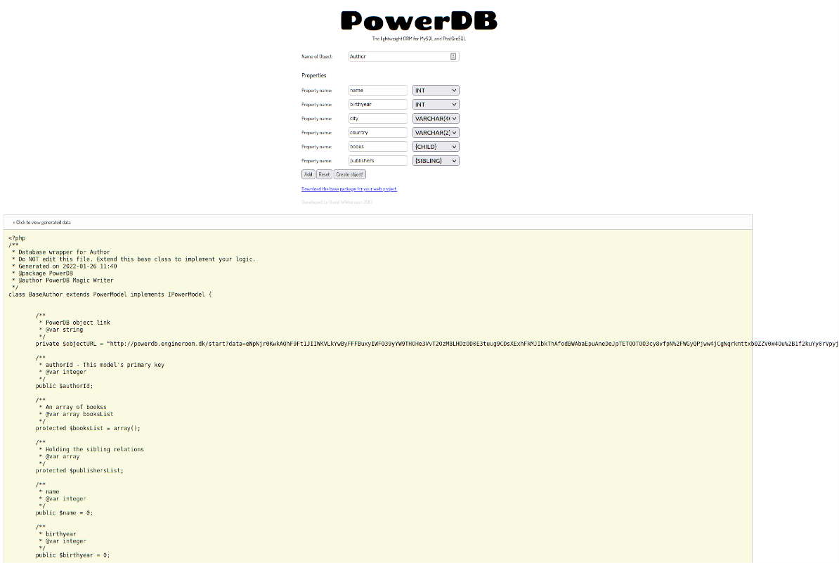 Screenshot of the PowerDB solution