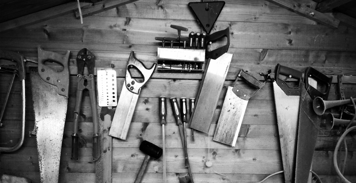 Picture of tools, mostly saws.